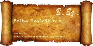 Belba Szofrónia névjegykártya